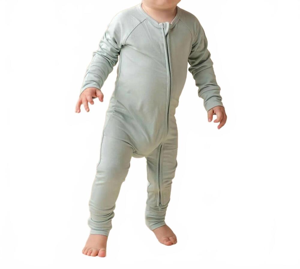 NEW IN MY JAMMERS boys solid zipper romper in seafoam